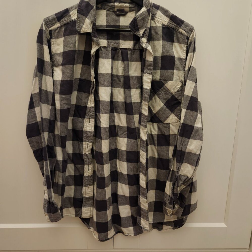 Eddie Bauer - White and Black Plaid